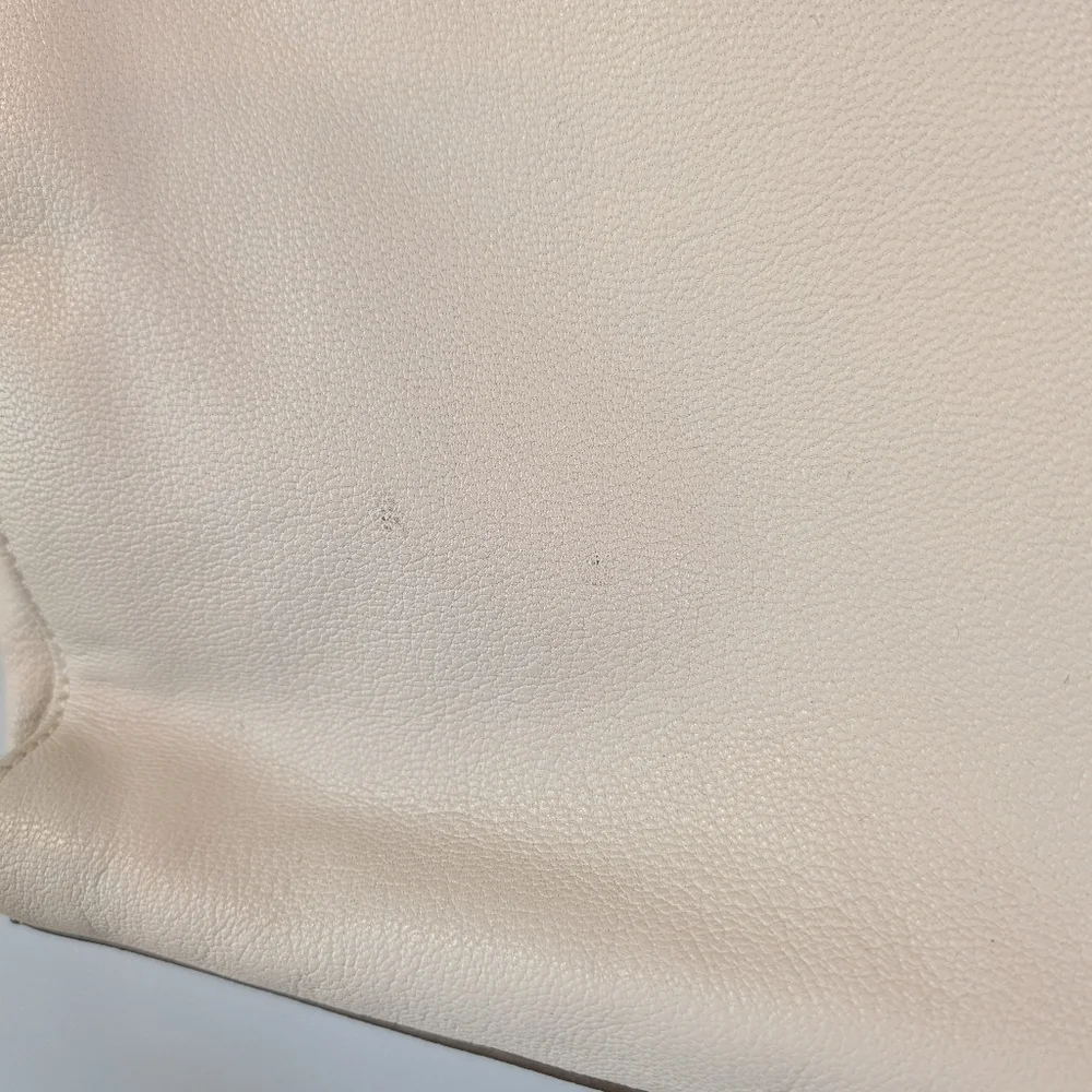 Michael Kors hamilton Safiano Ivory Leather Tote with Silver Lock And Chain